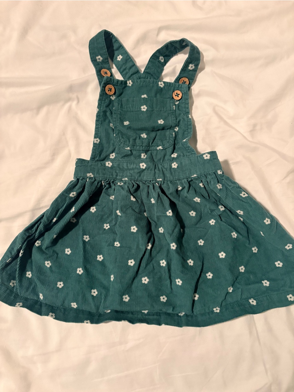 Toddler Green Floral Pinafore Dress with Adjustable Straps